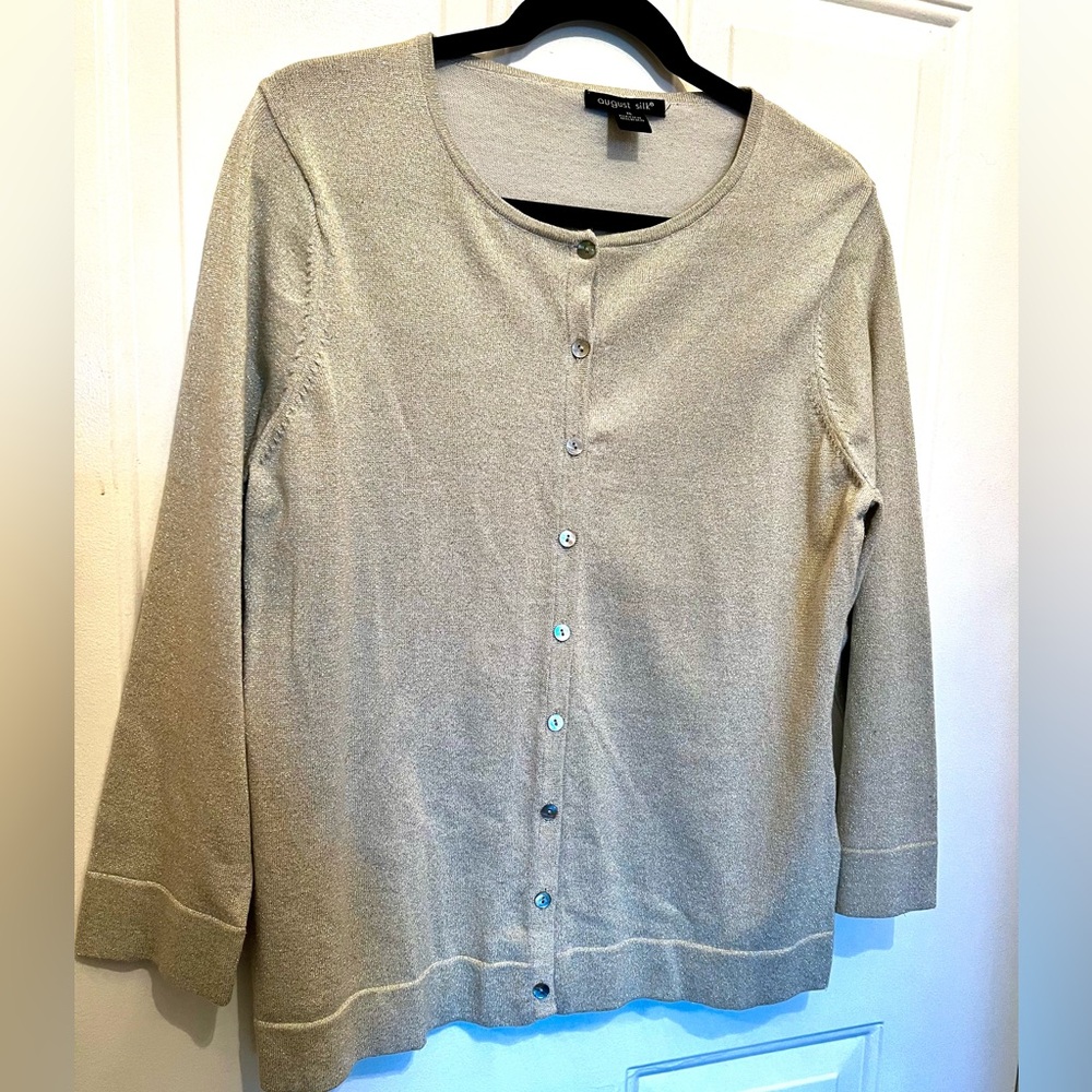 Silver metallic ladies cardigan, XL by August Silk